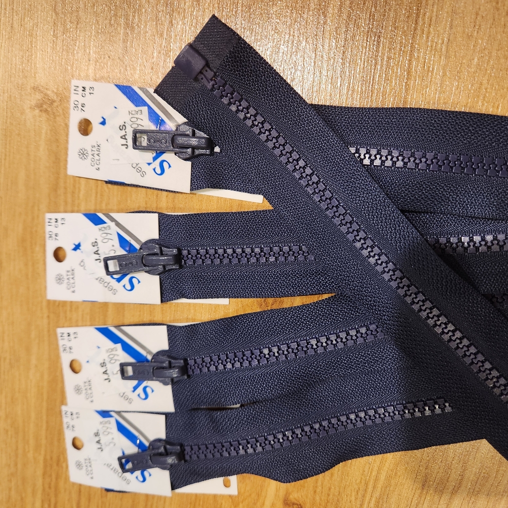 Navy Blue Durable Zipper Molded Plastic 30" Separating